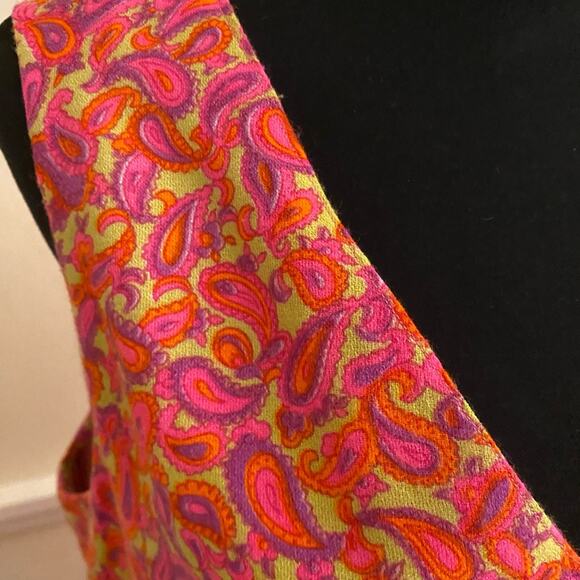 VINTAGE tank shift dress in HAWAII handsewn 70's paisley pink orange purple XL - Picture 9 of 10
